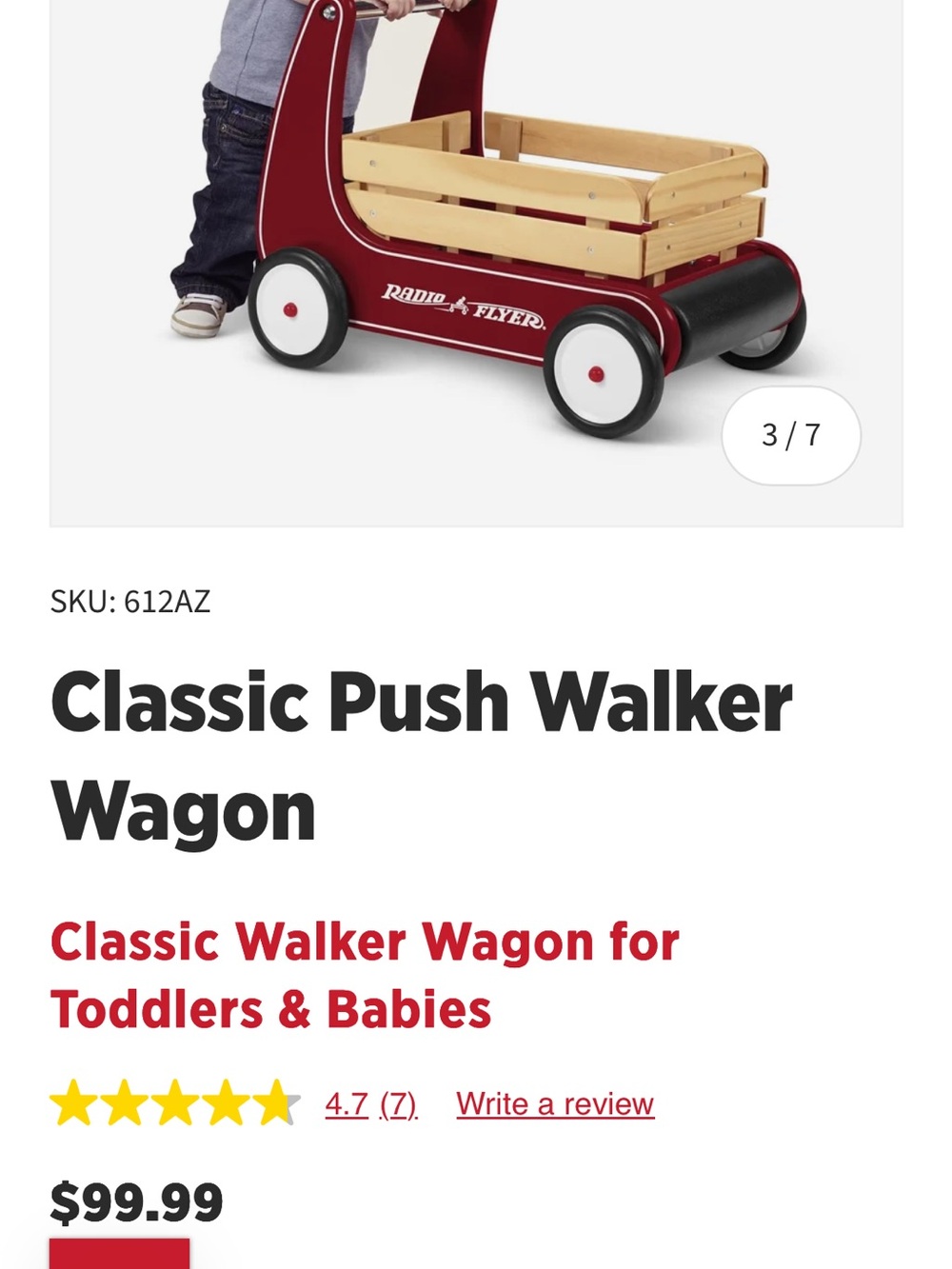 Radio Flyer Red Wooden Ride-On Wagon Walker with Natural Crate - Picture 6 of 6